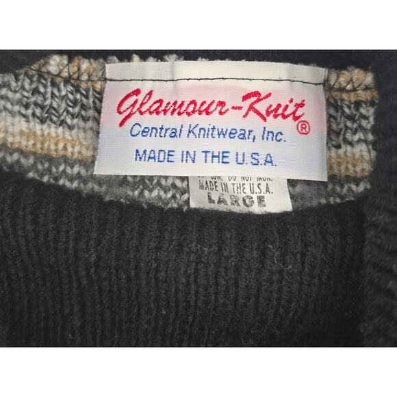 Vintage 80s Glamour-Knit Fair Isle Turtleneck Sweater - Picture 2 of 4